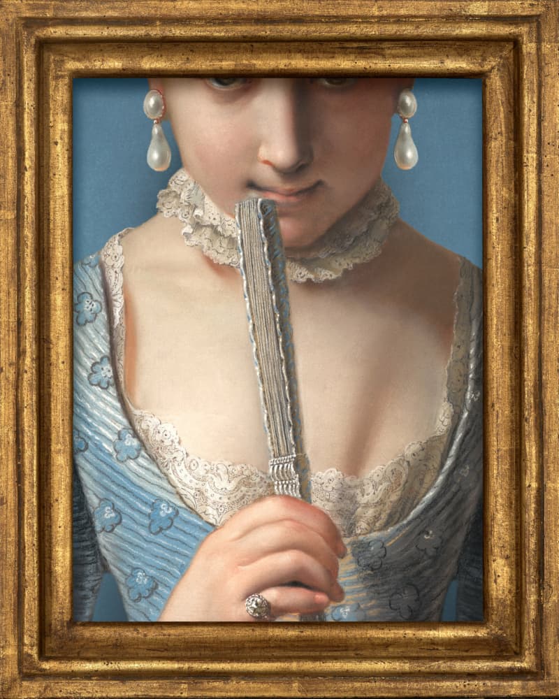 Mysterious Woman with Fan by Marja van den Hurk — canvas wall art