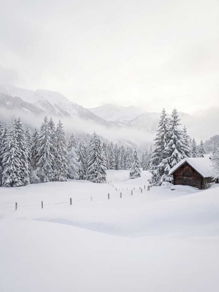 Snowy Mountain Cabin by Andreas Magnusson — canvas wall art