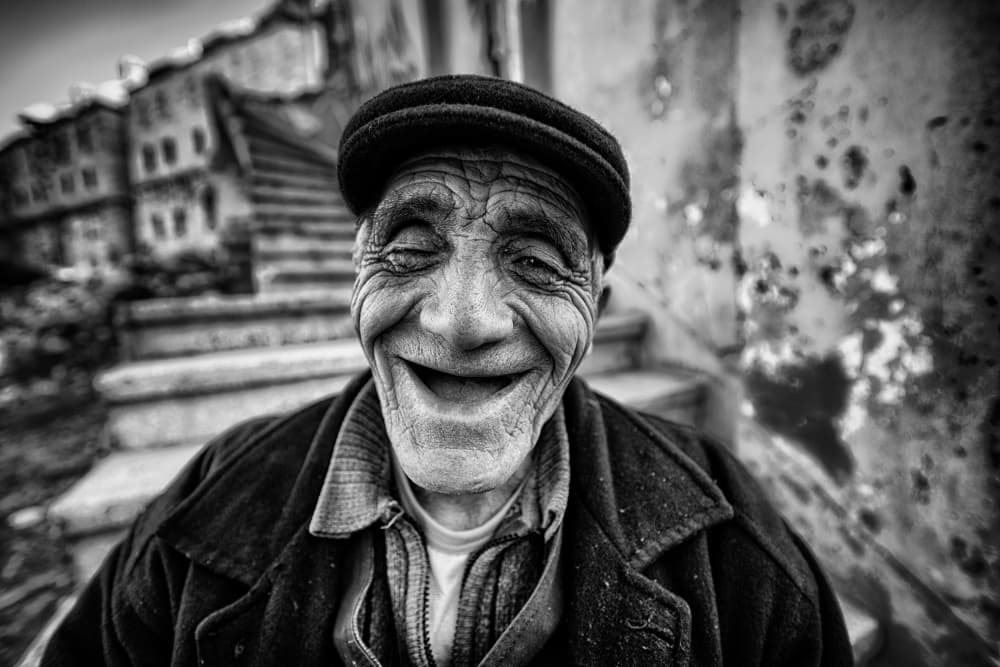 Joyful Old Man by Merthan Kortan — canvas wall art