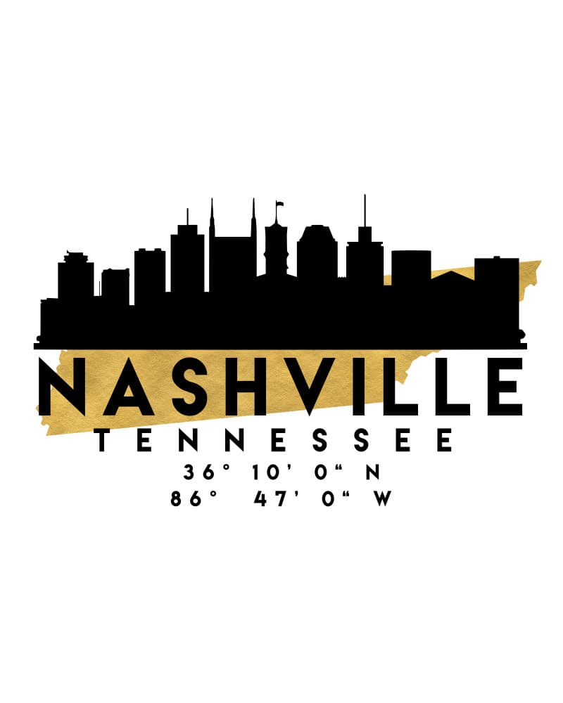 Nashville Tennessee Gold Skyline by Emiliano Deificus — canvas wall art