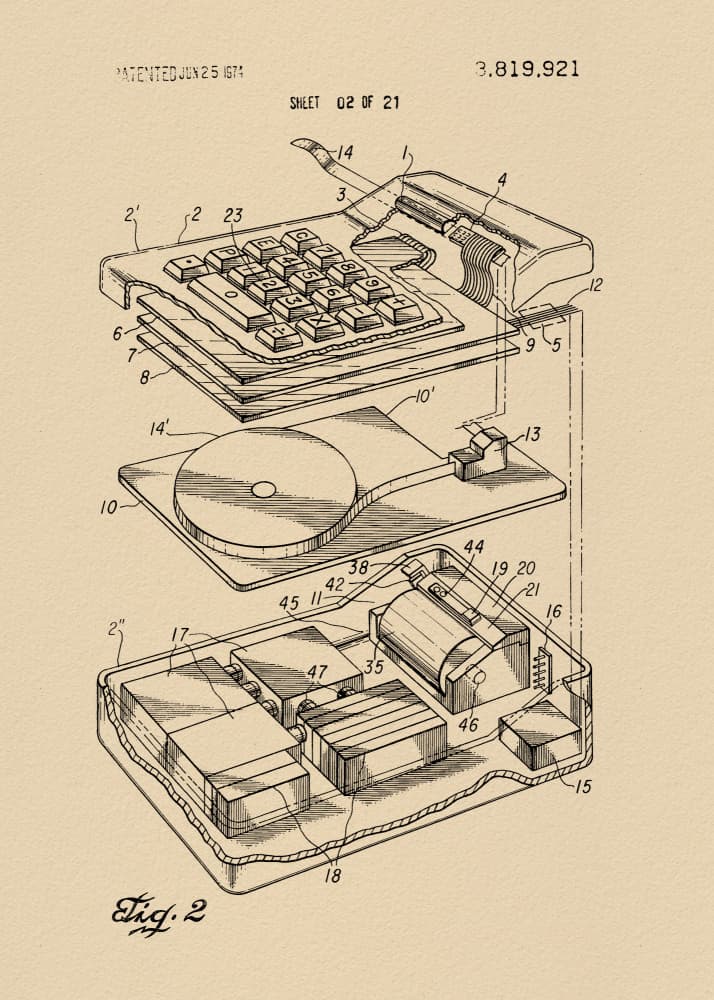 Vintage Calculator Patent by Andreas Magnusson — canvas wall art