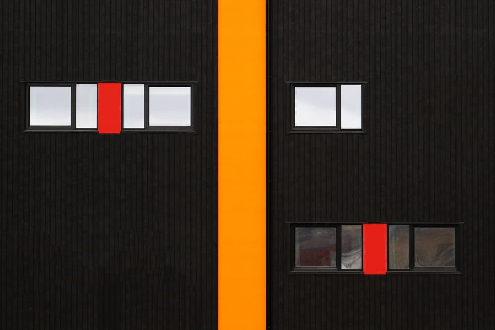Orange Stripe Red Windows by Hans-Wolfgang Hawerkamp — canvas wall art