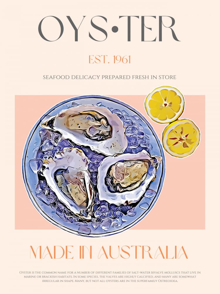 Fresh Oysters with Lemon by Nazma Khokhar — canvas wall art