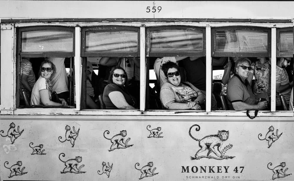 Happy Tram Ride by Jane Lyons — canvas wall art