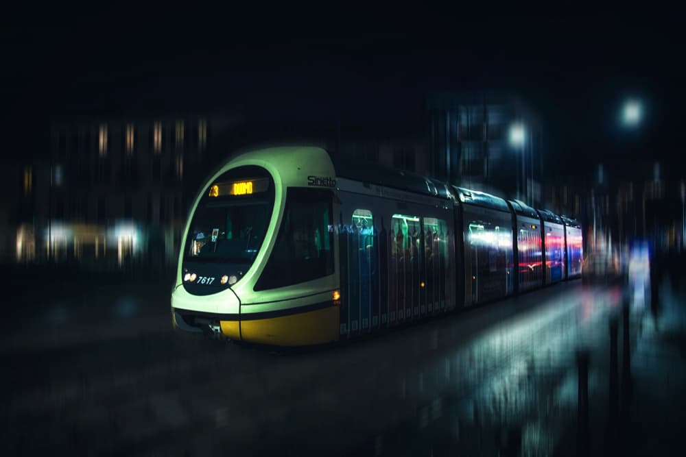 Night Tram Motion by Vito Muolo — canvas wall art
