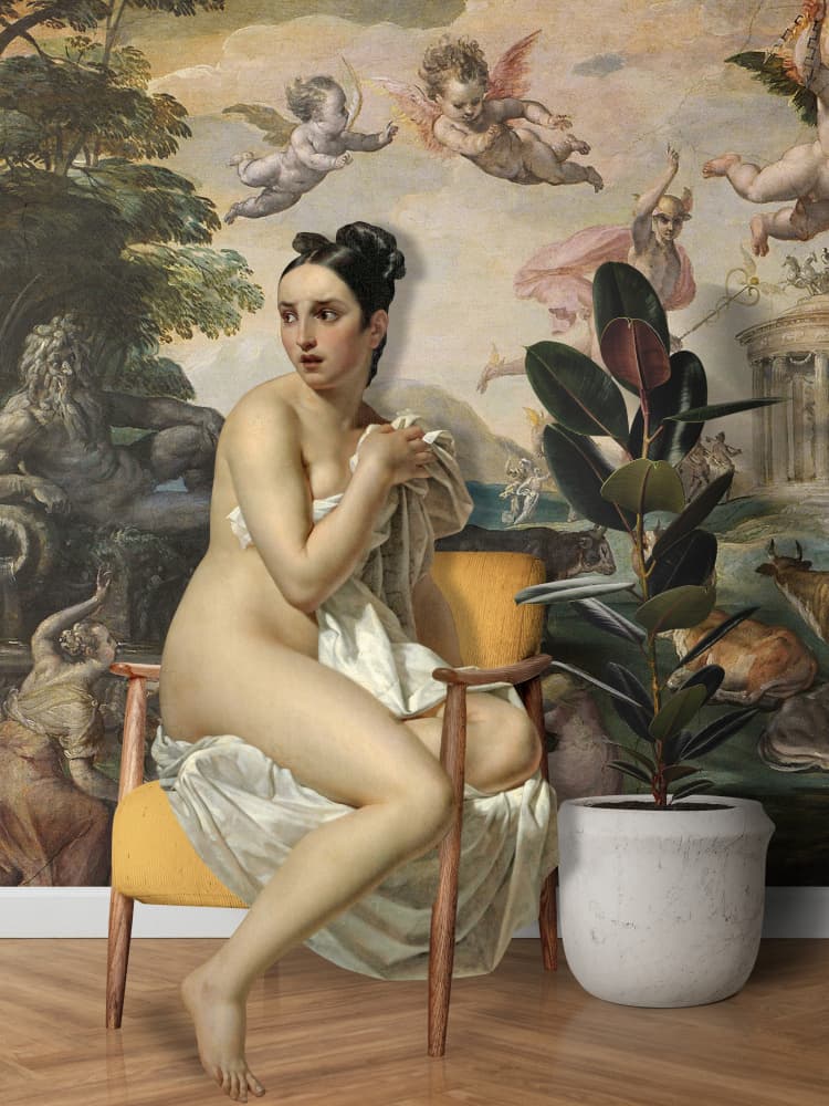 Classical Nude Indoor Scene by Marja van den Hurk — canvas wall art