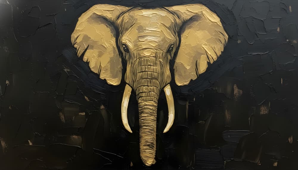 Majestic Golden Elephant by HUGO — canvas wall art