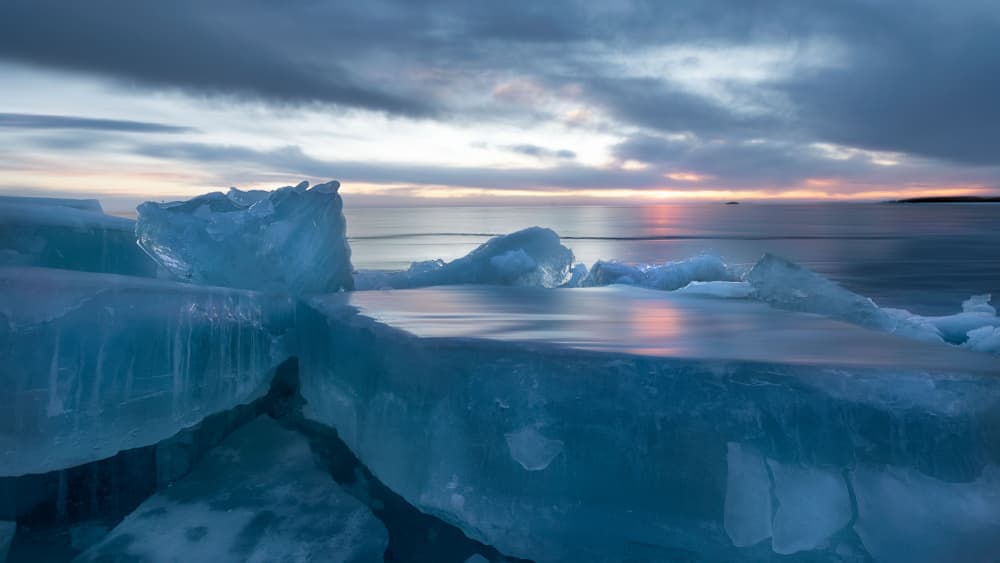 Icy Sunset Reflection by YANGYING — canvas wall art