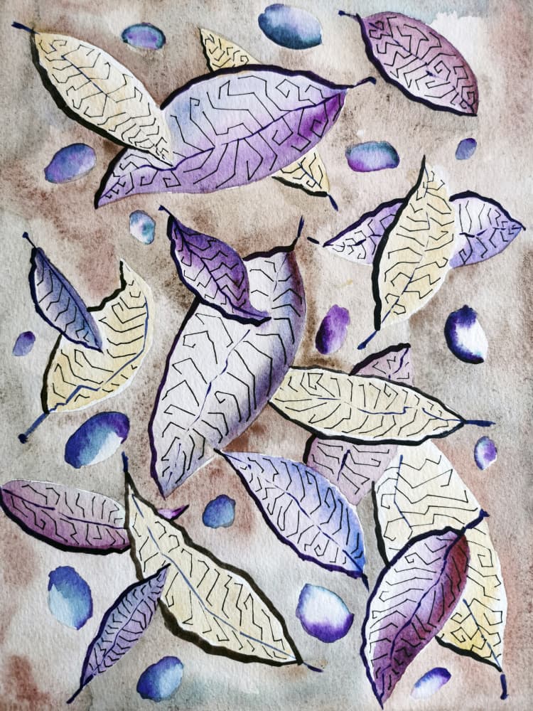 Watercolor Leaves Scattered by Angelo Cerantola — canvas wall art