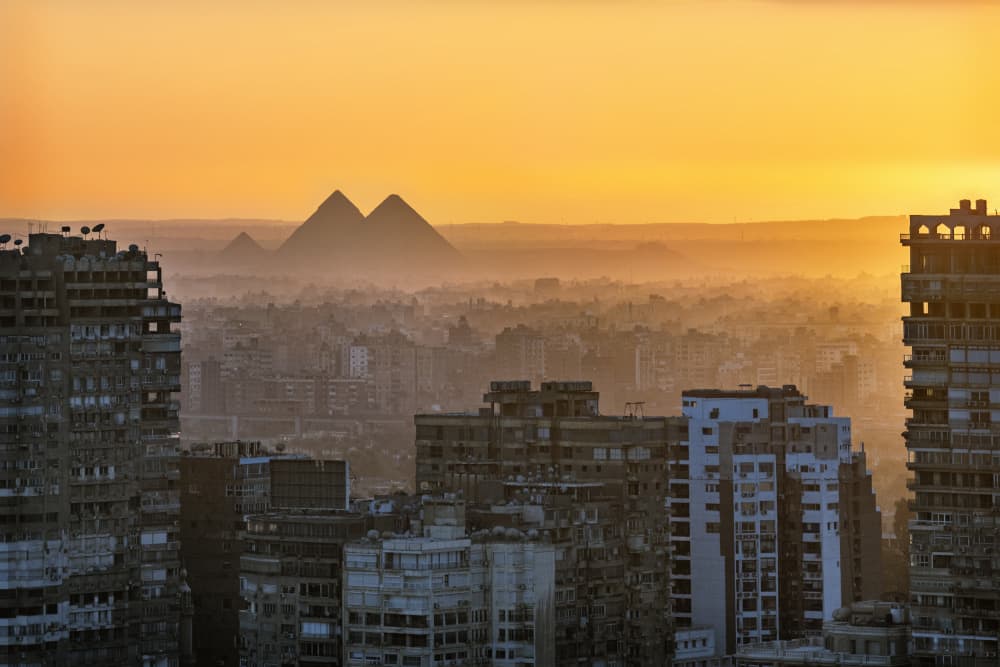 Golden Cairo Pyramids by Mohamed Shawki — canvas wall art