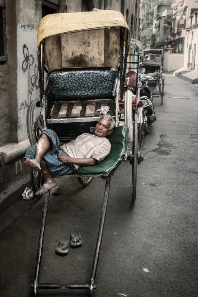 Rickshaw Man Resting by Trevor Cole — canvas wall art