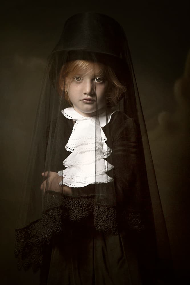 Mysterious Veiled Child by Carola Kayen-Mouthaan — canvas wall art