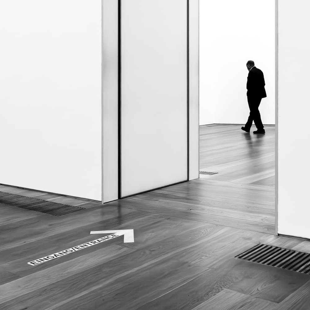 Solitary Museum Visitor by Markus Auerbach — canvas wall art