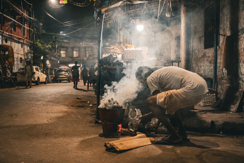 Smoky Night Street Life by Subhajit Das — canvas wall art