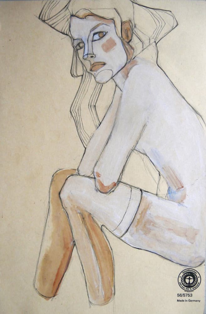 Pensive Woman Illustration by Doris Schmitz — canvas wall art