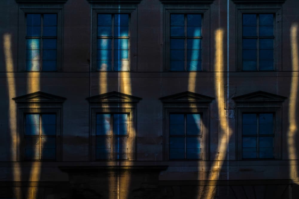 Golden Light Blue Windows by Rolf Endermann — canvas wall art
