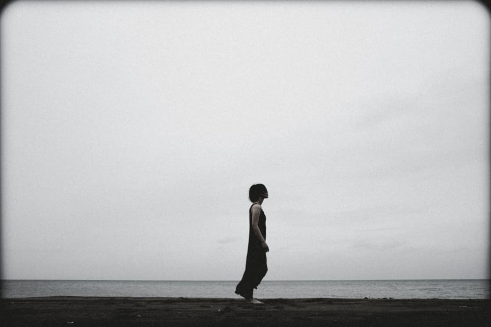 Solitary Beach Walk by Midoriselfphoto — canvas wall art