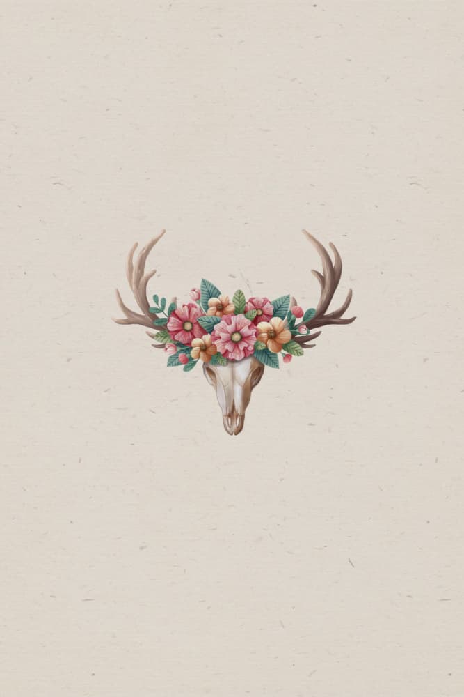 Floral Deer Skull by Xuan Thai — canvas wall art