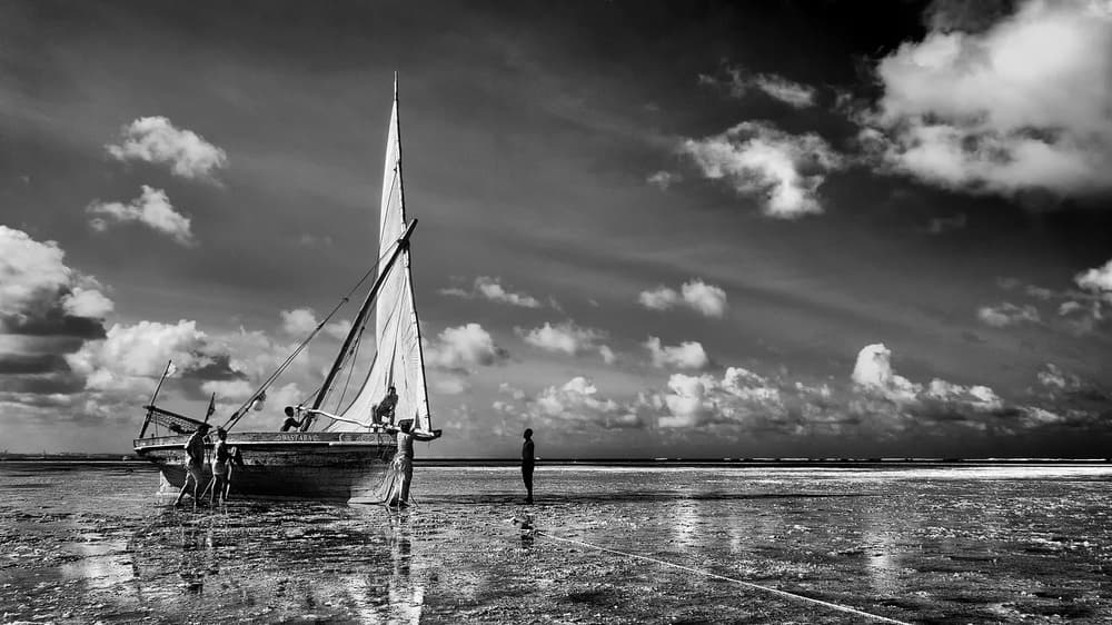 Dhow Boat at Low Tide by Marcel Rebro — canvas wall art