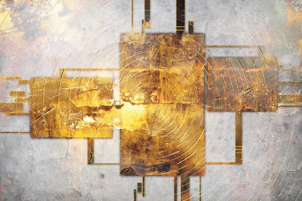 Modern Gold Geometry by Rafal Kulik — canvas wall art
