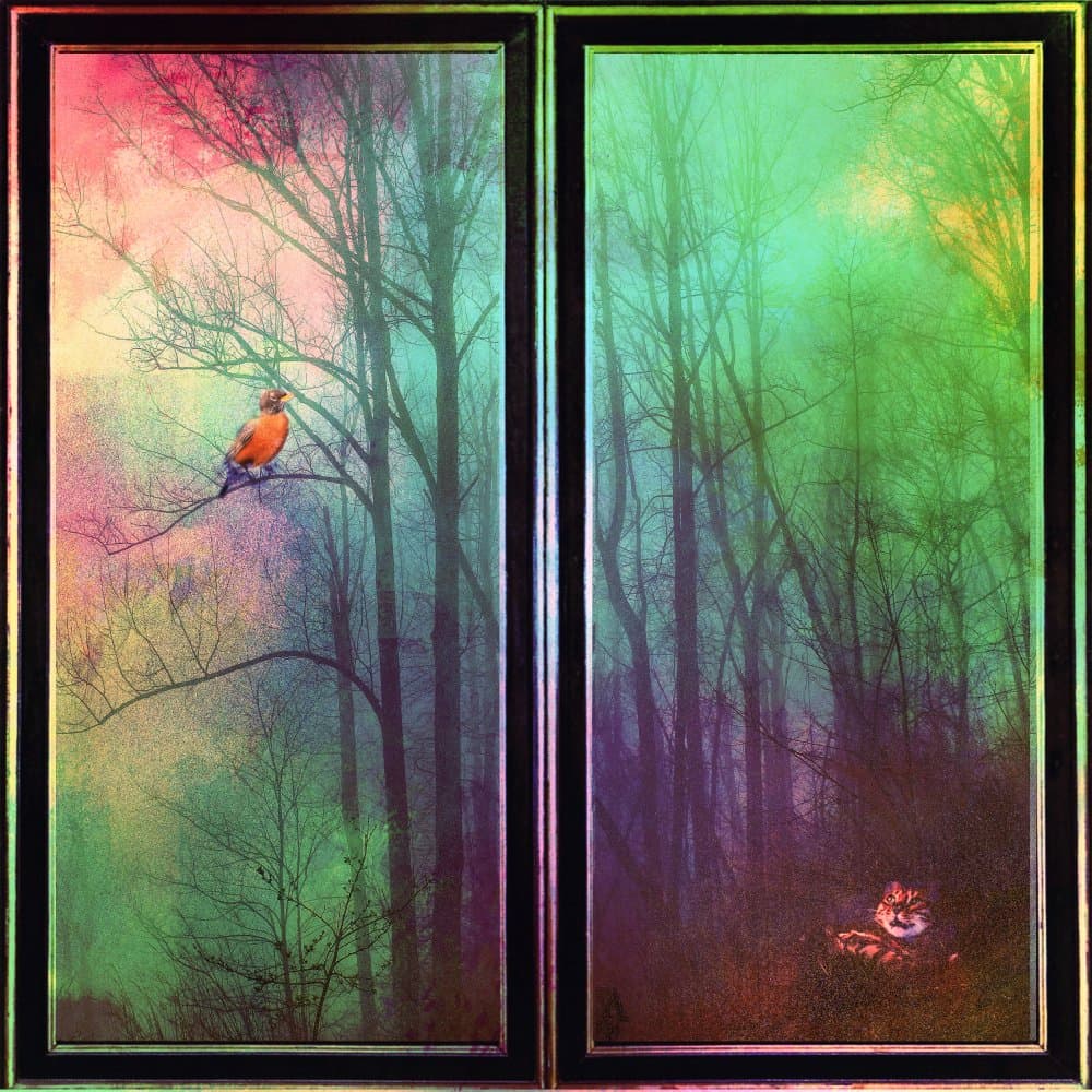 Enchanted Forest Cat and Bird by Rachel Pansky — canvas wall art