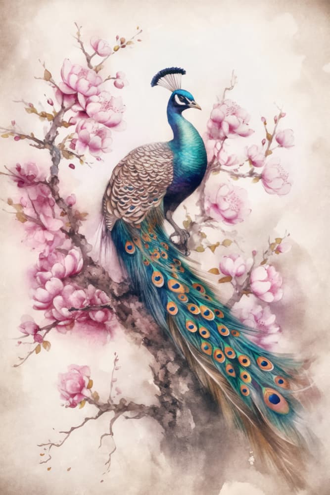 Elegant Peacock Blossoms by Andrea Haase — canvas wall art