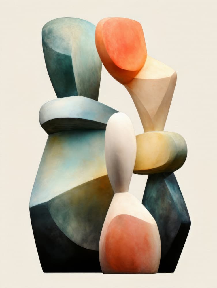 Stacked Abstract Forms by Bilge Paksoylu — canvas wall art