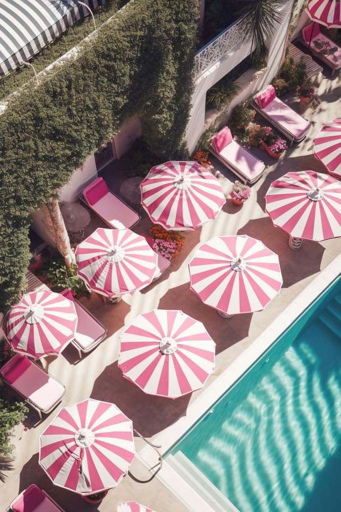 Pink Striped Poolside Chic by Talitha McQueen — canvas wall art