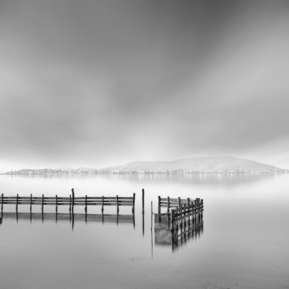 Misty Island Pier by George Digalakis — canvas wall art