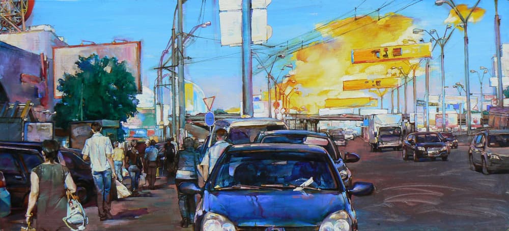 Bustling City Street by Andrii Kutsachenko — canvas wall art