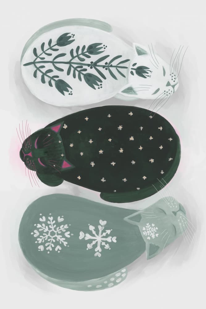 Cozy Winter Cats by Rosana Laiz Blursbyai — canvas wall art
