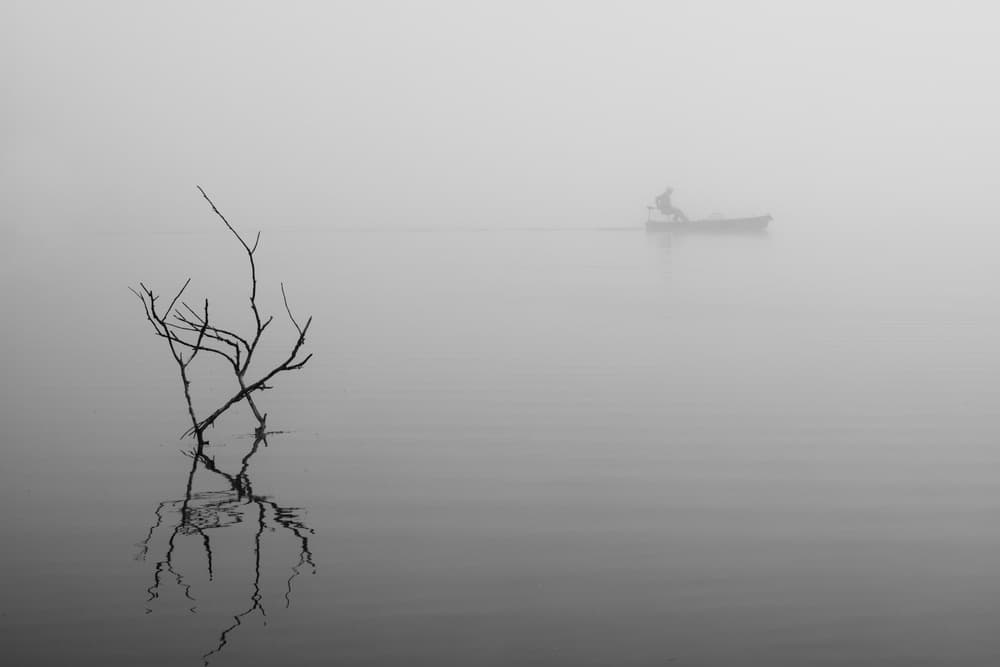 Misty Lake Solitude by 李从军 / Austin Li — canvas wall art