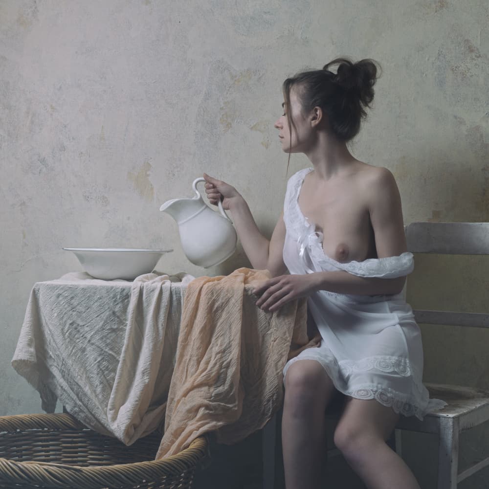 woman with water jug by Ruth Franke — canvas wall art