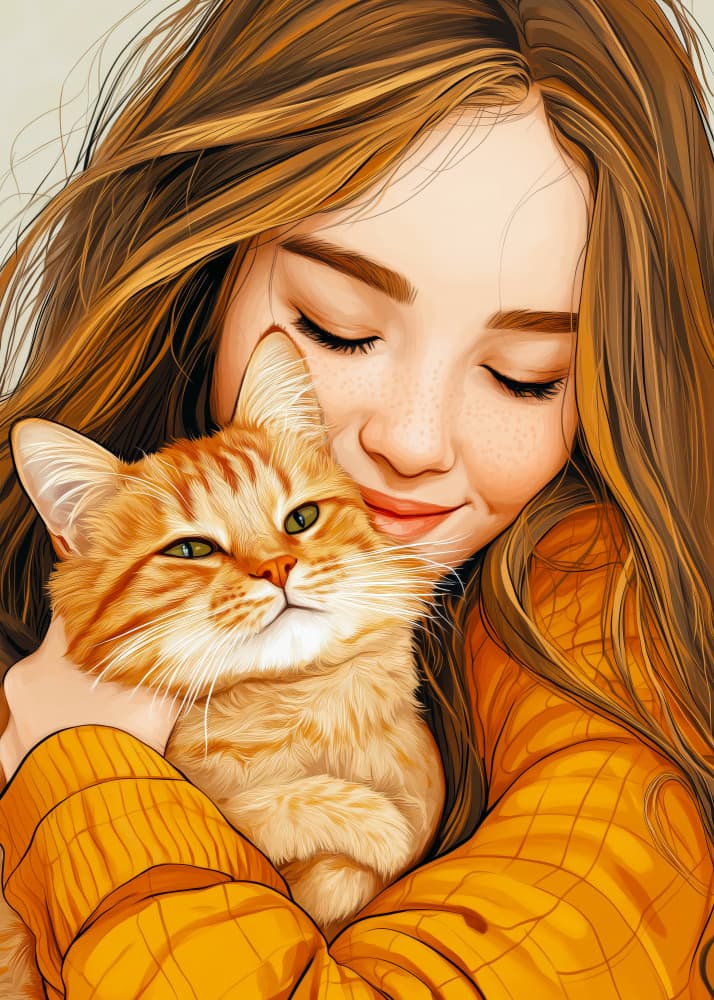 Ginger Cat Cuddle by Justyna Jaszke — canvas wall art