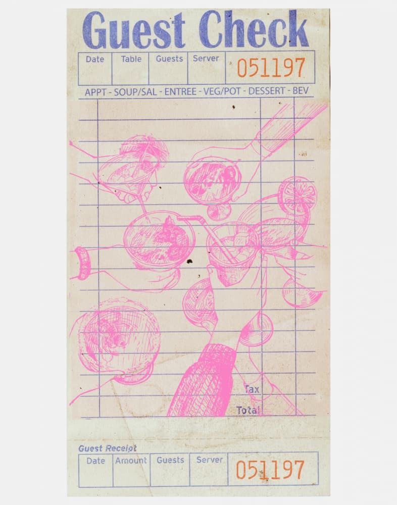 Pink Guest Check Drawings by Jolly and Dash — canvas wall art