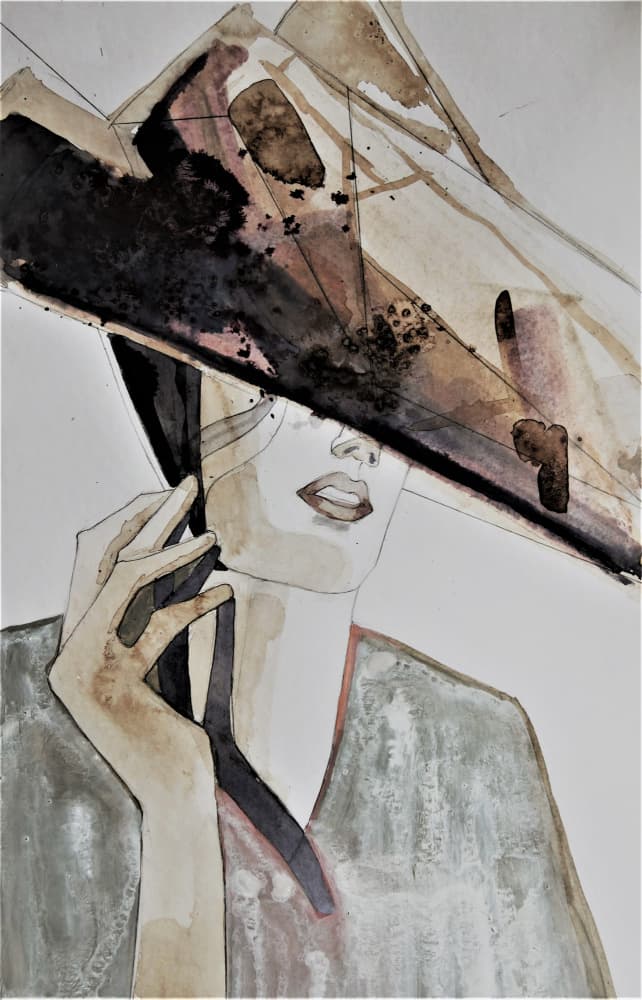 Elegant Hat Fashion Portrait by Doris Schmitz — canvas wall art