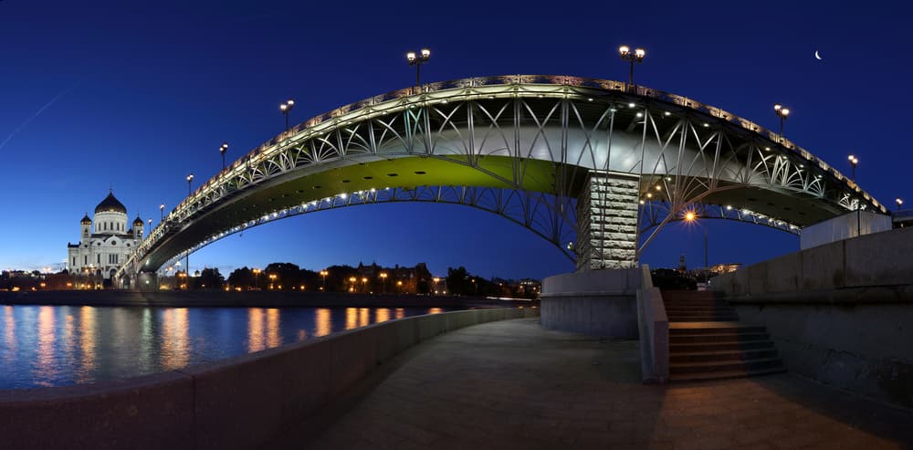 Moscow Night Bridge by Victoria Glinka — canvas wall art