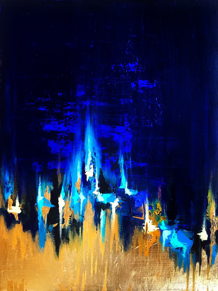 Golden City Glow by Alyson Storms — canvas wall art
