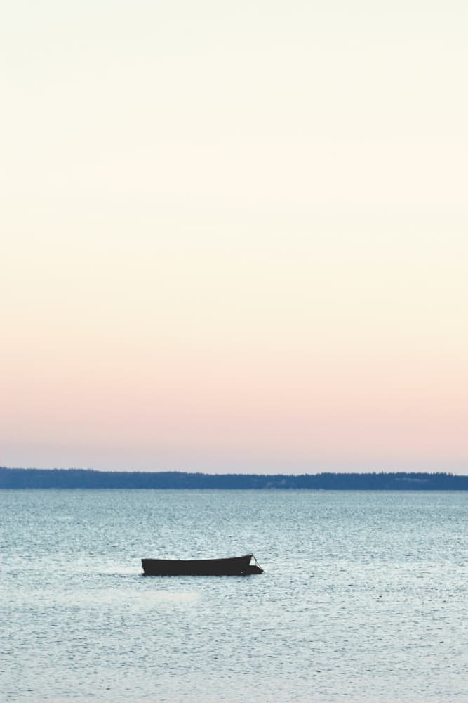 Solitary Boat At Dawn by Gemma Bardot — canvas wall art