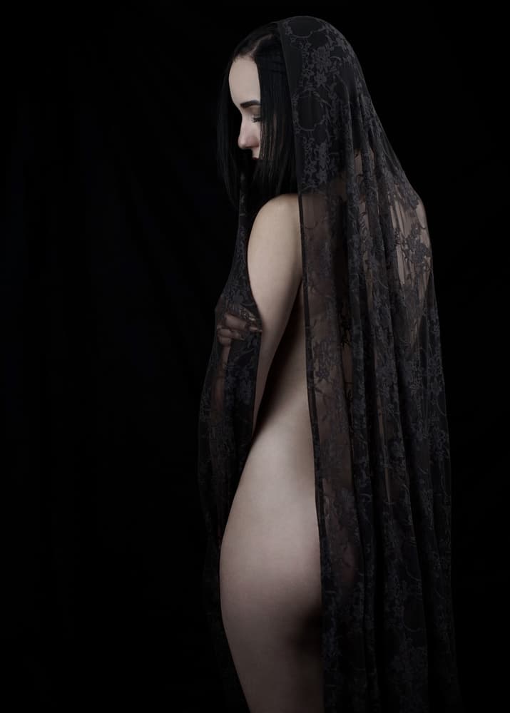 Mysterious Veiled Woman by Bobby Kostadinov — canvas wall art
