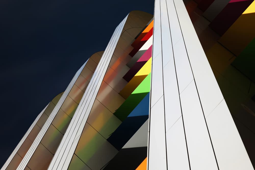 Vibrant Architectural Curves by Jeroen van de Wiel — canvas wall art