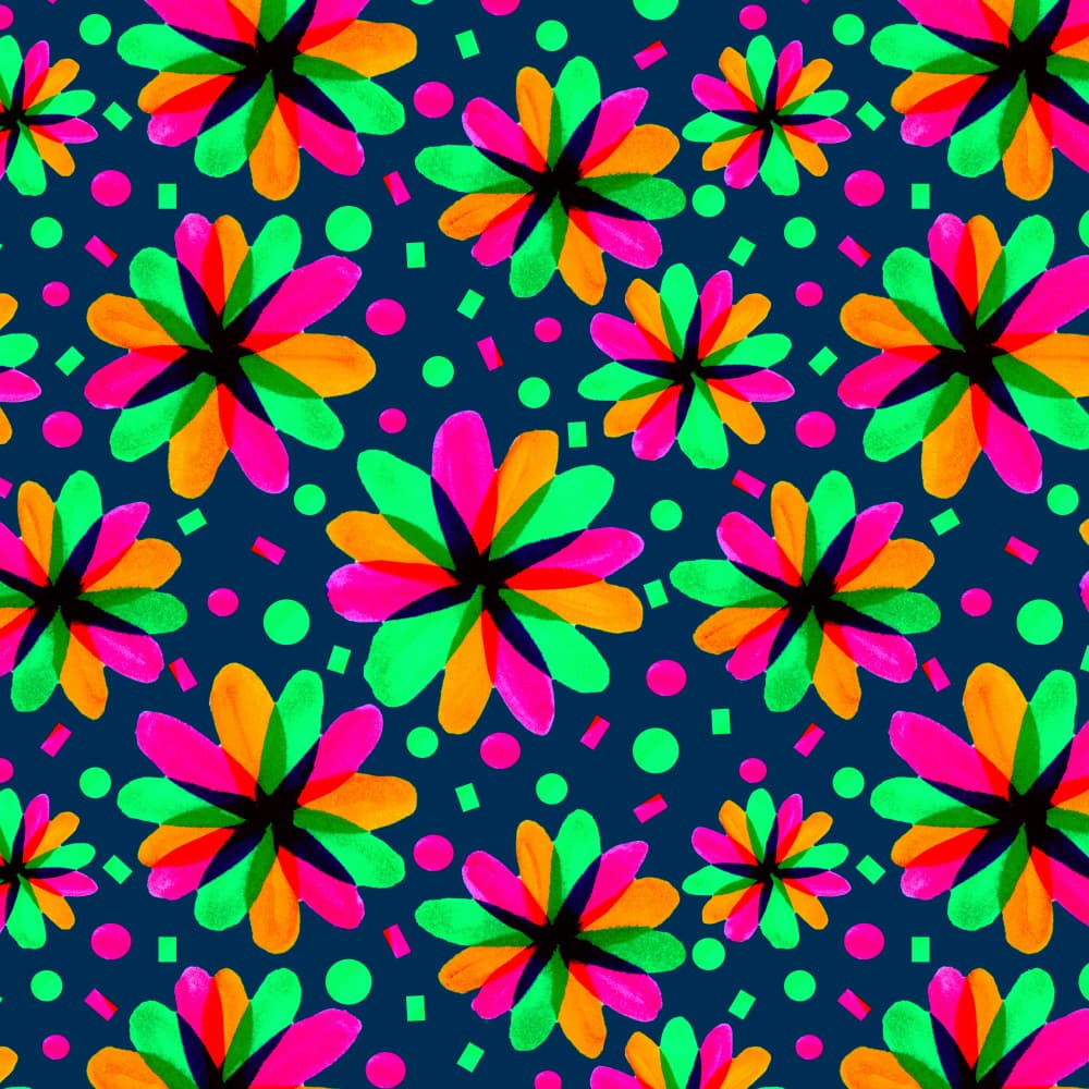 Vibrant Neon Flowers by Michele Channell — canvas wall art