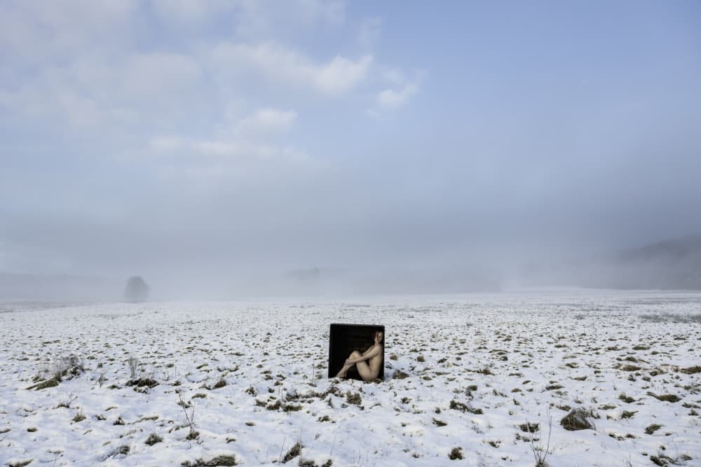 Nude Figure Snowy Solitude by Leszek Paradowski — canvas wall art