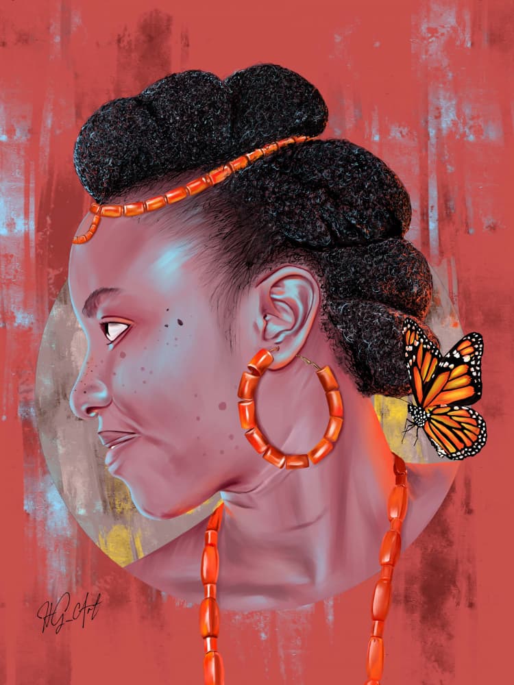 Monarch Beaded Profile by Ojenike Oladapo — canvas wall art