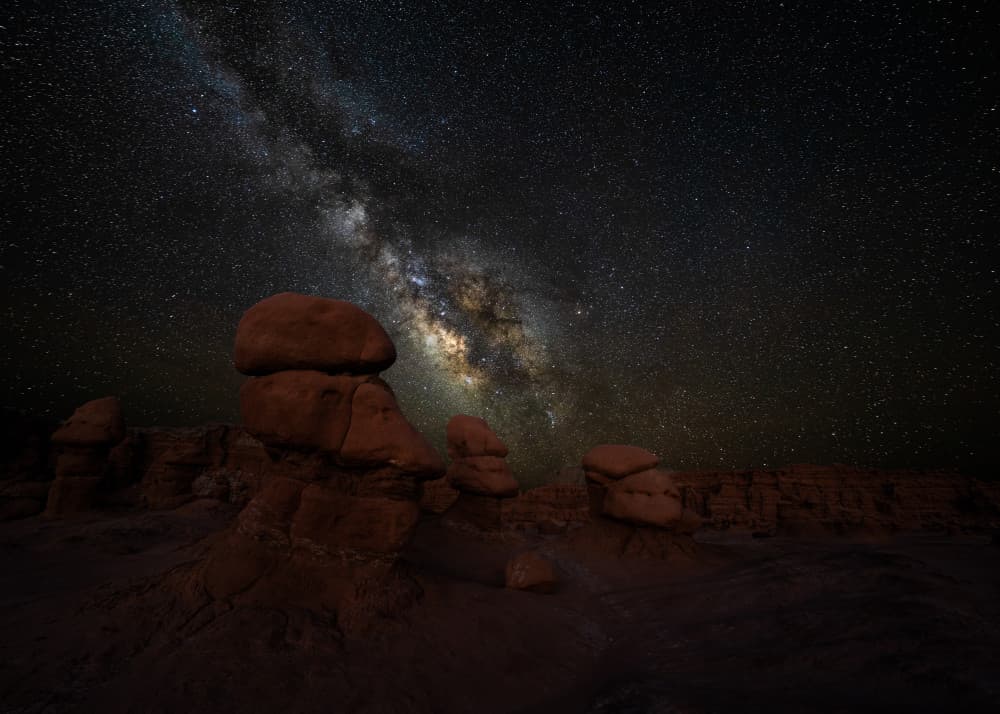 Milky Way Over Desert Rocks by John Fan — canvas wall art
