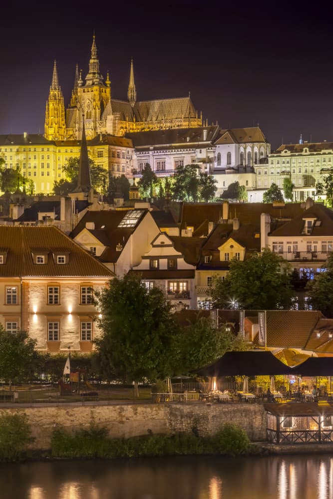 Prague Castle Nights by Melanie Viola — canvas wall art