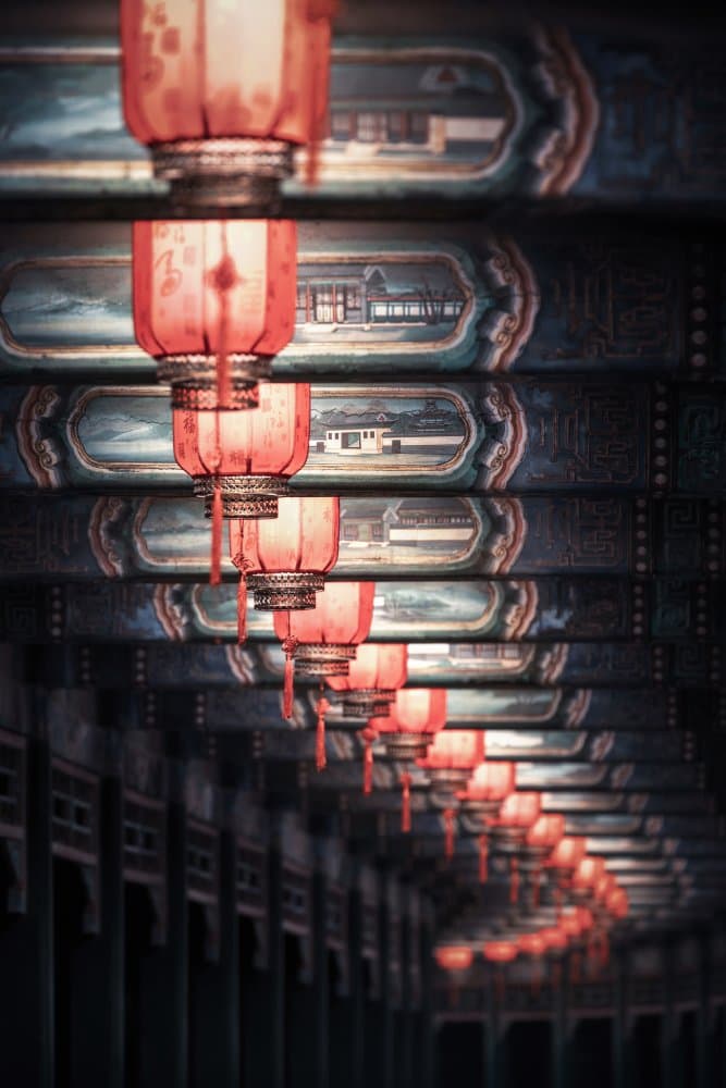 Path of Red Lanterns by Ran Shen — canvas wall art