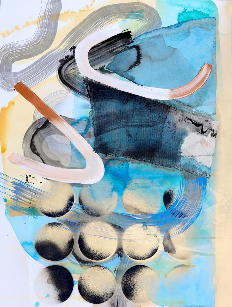 Blue Abstract Circles by POOVI ART — canvas wall art