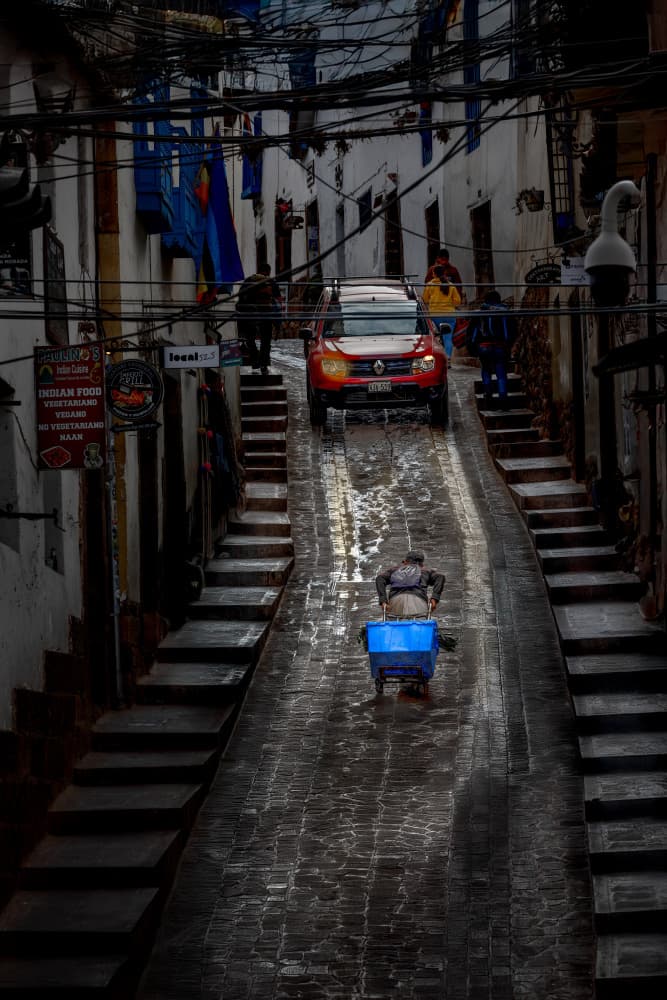 Urban Uphill Push by Dennis Zhang — canvas wall art