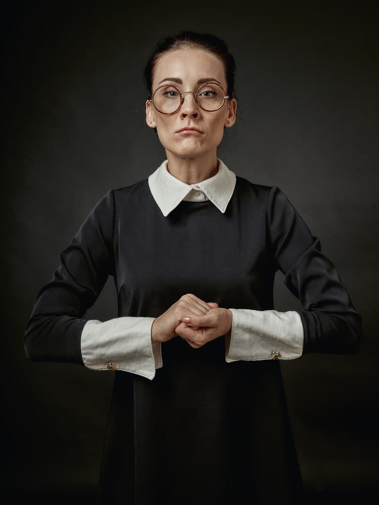 Serious Woman Gaze by Photographer — canvas wall art